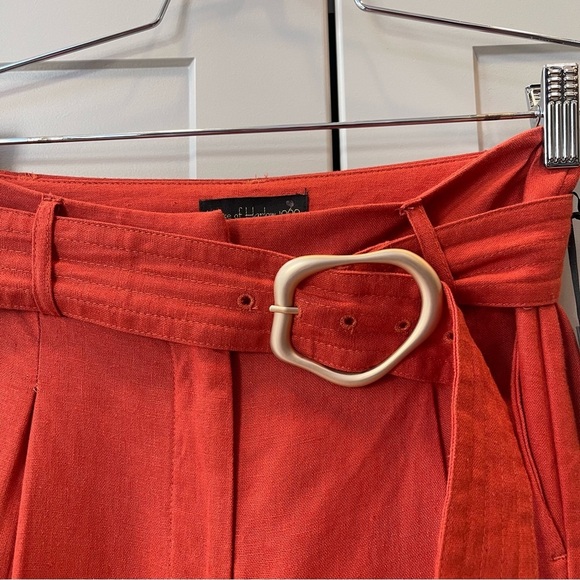 House Of Harlow Rustic Red Abstract Boho Belted Casual Linen Pants Contemporary - Picture 2 of 8